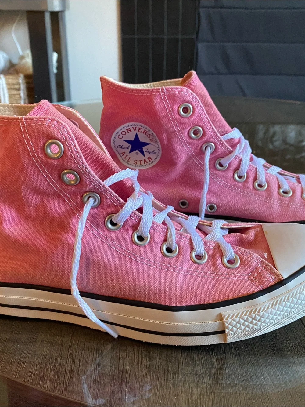 Converse Pink Chuck Taylor All Star High Top Sneakers - Picture 1 of 4